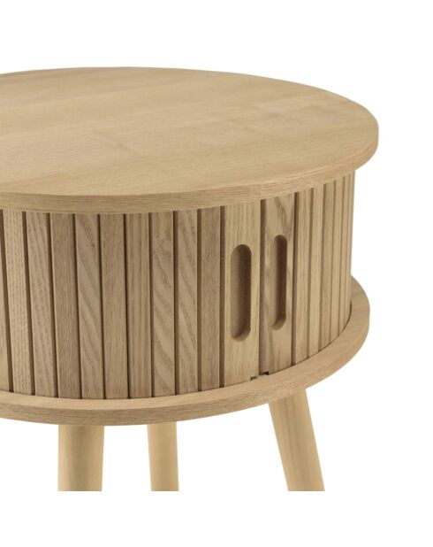 Comodino rotondo in legno Natural Agathe - 40x40x54cm