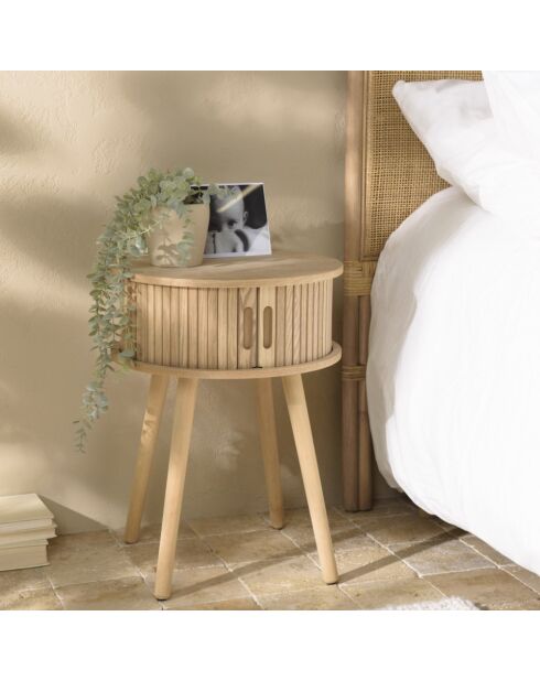 Comodino rotondo in legno Natural Agathe - 40x40x54cm