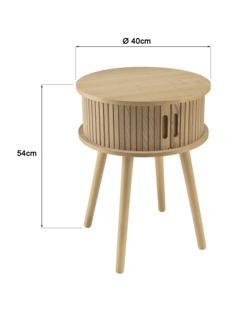 Comodino rotondo in legno Natural Agathe - 40x40x54cm