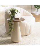 Table d'appoint plateau en manguier pied métal James ivoire - 40x40x52cm