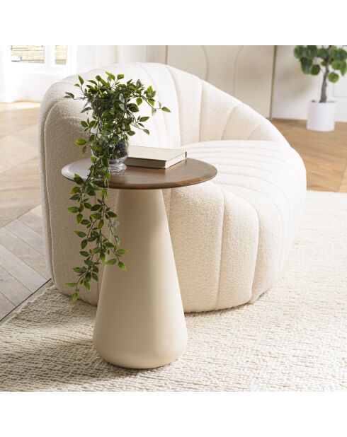 Table d'appoint plateau en manguier pied métal James ivoire - 40x40x52cm