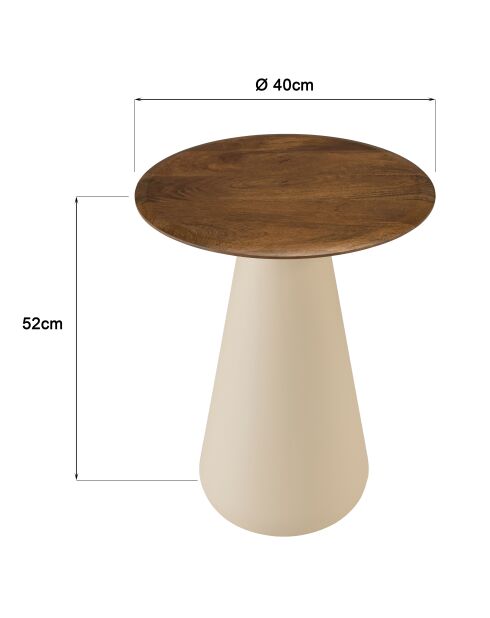 Table d'appoint plateau en manguier pied métal James ivoire - 40x40x52cm