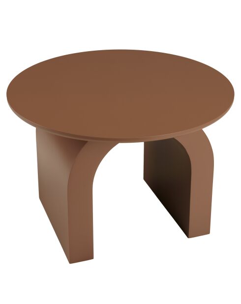 Table basse ronde en bois laqué Agathe terracotta - 60x60x40cm