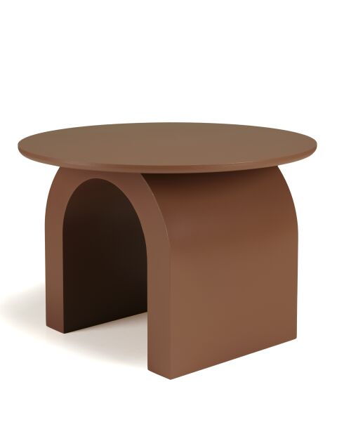 Table basse ronde en bois laqué Agathe terracotta - 60x60x40cm