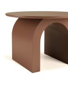 Table basse ronde en bois laqué Agathe terracotta - 60x60x40cm