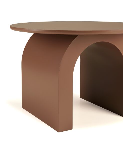 Table basse ronde en bois laqué Agathe terracotta - 60x60x40cm