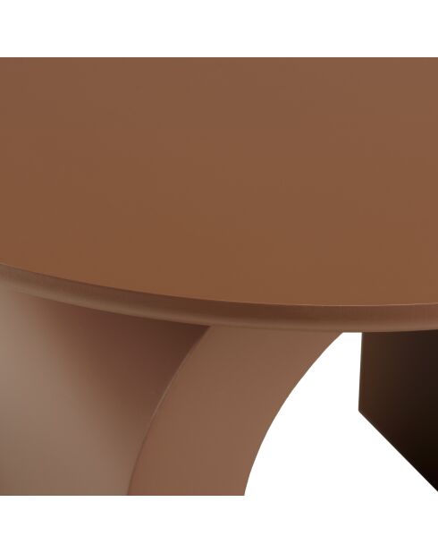 Table basse ronde en bois laqué Agathe terracotta - 60x60x40cm