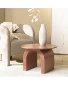 Table basse ronde en bois laqué Agathe terracotta - 60x60x40cm