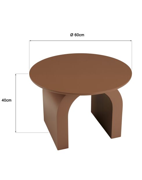 Table basse ronde en bois laqué Agathe terracotta - 60x60x40cm