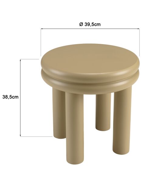 Tavolino rotondo in legno verniciato Agathe taupe - 39,5x39,5x38,5 cm