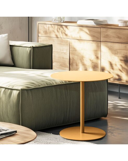 Table d'appoint ronde en acier Agathe marron - 40x40x43cm