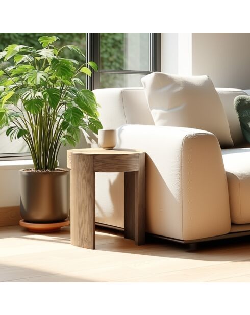 Table d'appoint ronde Ella design arrondi naturelle - 50x50x50.5cm