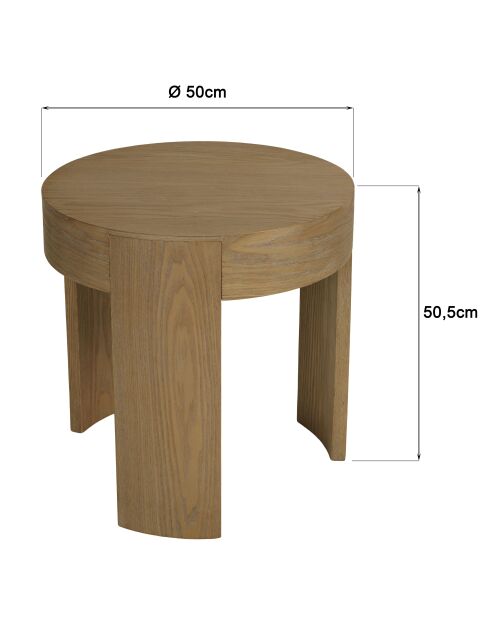 Table d'appoint ronde Ella design arrondi naturelle - 50x50x50.5cm