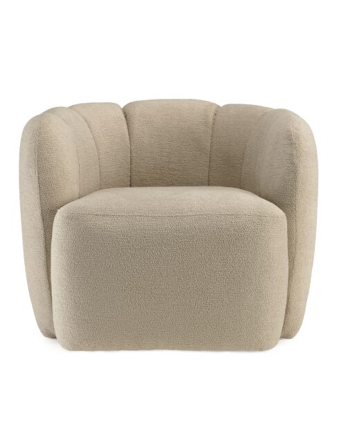 Fauteuil rembourré en tissu Agathe beige - 77x84x69cm