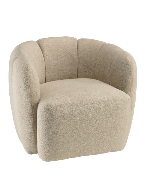 Fauteuil rembourré en tissu Agathe beige - 77x84x69cm