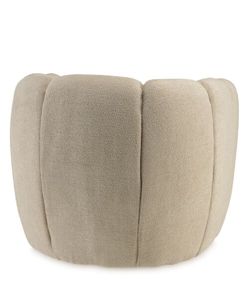 Fauteuil rembourré en tissu Agathe beige - 77x84x69cm