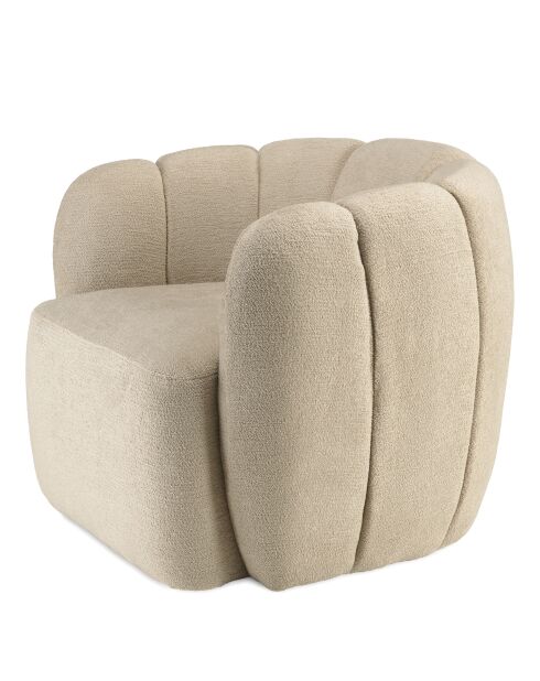 Fauteuil rembourré en tissu Agathe beige - 77x84x69cm