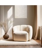 Fauteuil rembourré en tissu Agathe beige - 77x84x69cm