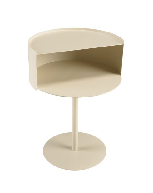 Table d'appoint ronde en acier Agathe beige - 35.2x35.2x48.5cm
