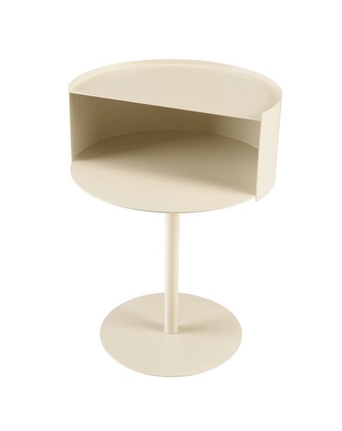 Table d'appoint ronde en acier Agathe beige - 35.2x35.2x48.5cm