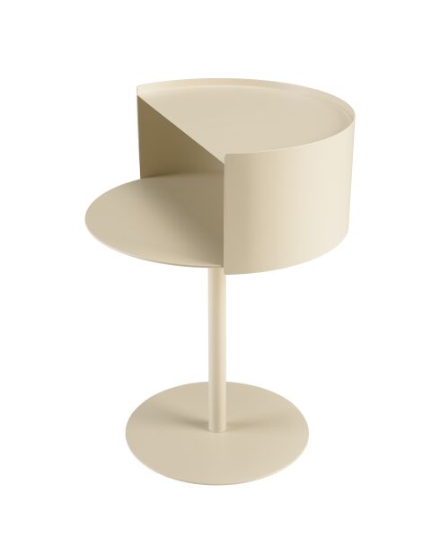Table d'appoint ronde en acier Agathe beige - 35.2x35.2x48.5cm