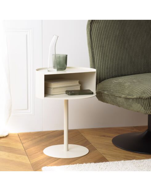 Table d'appoint ronde en acier Agathe beige - 35.2x35.2x48.5cm