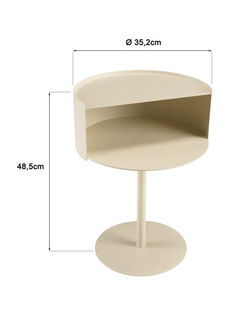 Table d'appoint ronde en acier Agathe beige - 35.2x35.2x48.5cm
