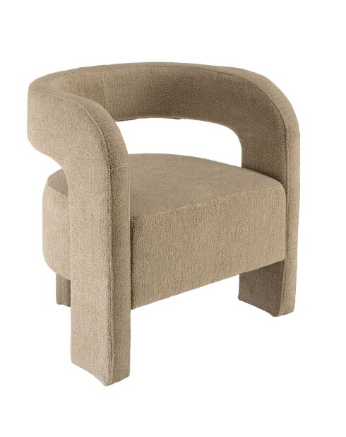 Fauteuil design en tissu Agathe beige - 56x70x73cm
