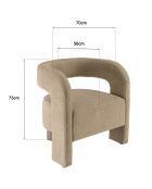 Fauteuil design en tissu Agathe beige - 56x70x73cm