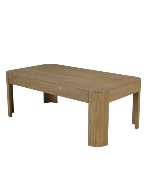 Table basse rectangulaire Ella design arrondi naturelle - 66x122x45cm