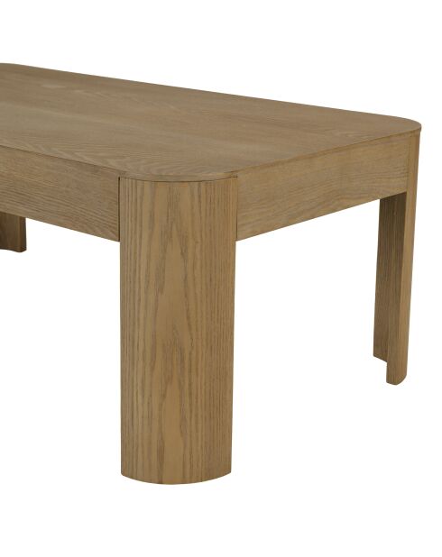 Table basse rectangulaire Ella design arrondi naturelle - 66x122x45cm