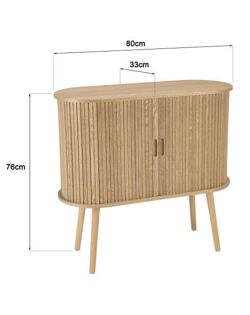 Buffet ovale en bois Agathe naturel - 33x80x76cm