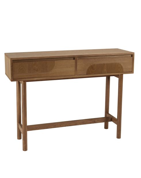 Console Mario 2 tiroirs décor motif arrondi naturelle - 33x110x80cm
