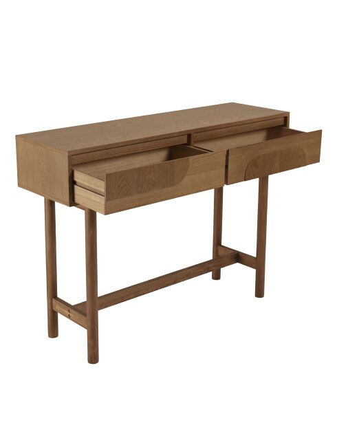 Console Mario 2 tiroirs décor motif arrondi naturelle - 33x110x80cm