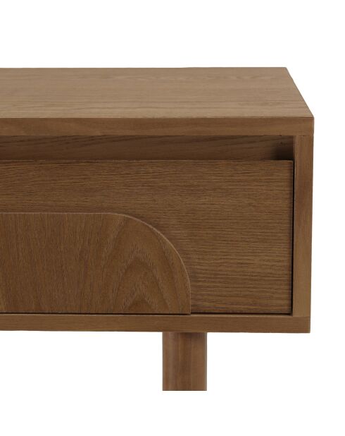 Console Mario 2 tiroirs décor motif arrondi naturelle - 33x110x80cm