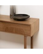 Console Mario 2 tiroirs décor motif arrondi naturelle - 33x110x80cm