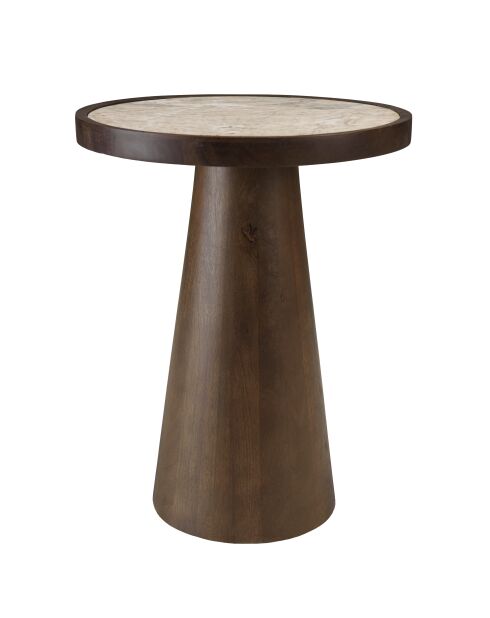Beistelltisch mit Marmorplatte mit dunklem James-Mangofuß - 40x40x51cm
