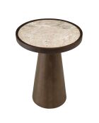 Beistelltisch mit Marmorplatte mit dunklem James-Mangofuß - 40x40x51cm