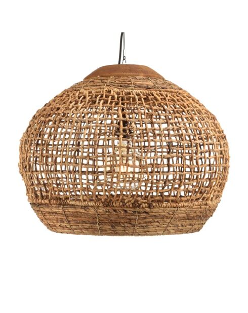 Suspension boule en abaca Sixtine naturelle et teck - 60x60x47cm