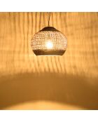 Suspension boule en abaca Sixtine naturelle et teck - 60x60x47cm