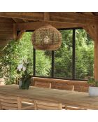 Suspension boule en abaca Sixtine naturelle et teck - 60x60x47cm