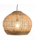Suspension boule en abaca Sixtine naturelle et teck - 60x60x47cm