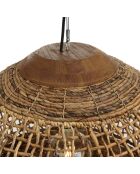 Suspension boule en abaca Sixtine naturelle et teck - 60x60x47cm