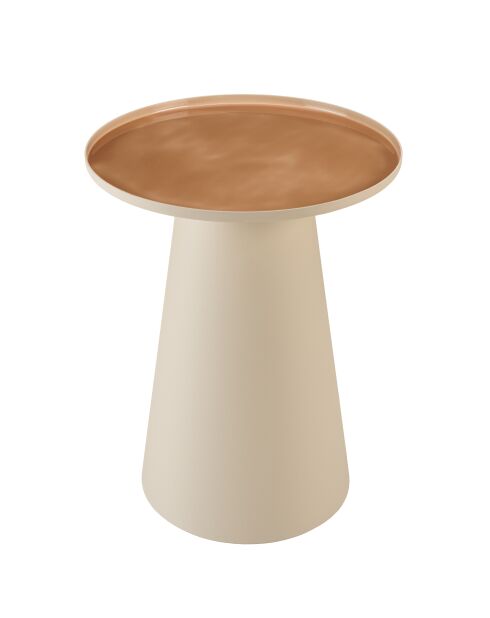 Table d'appoint ronde plateau en métal émaillé James caramel - 40x40x52cm
