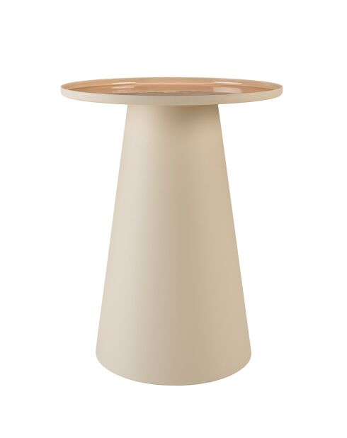 Table d'appoint ronde plateau en métal émaillé James caramel - 40x40x52cm