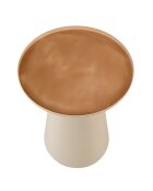 Table d'appoint ronde plateau en métal émaillé James caramel - 40x40x52cm