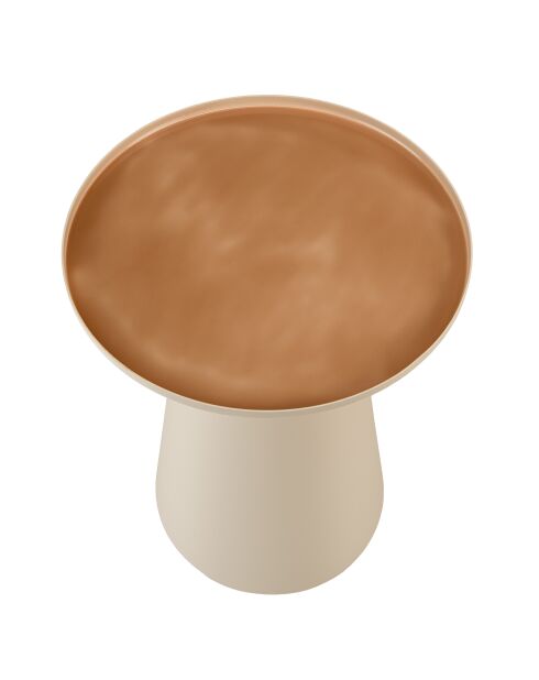 Table d'appoint ronde plateau en métal émaillé James caramel - 40x40x52cm