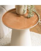 Table d'appoint ronde plateau en métal émaillé James caramel - 40x40x52cm