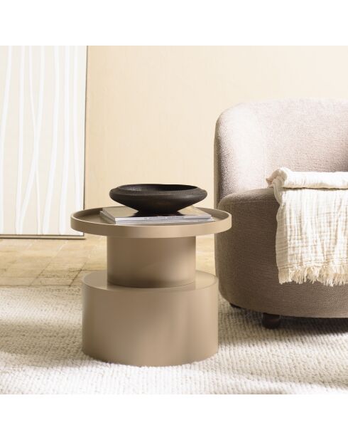 Table d'appoint ronde en bois peint Agathe taupe - 45x45x38cm