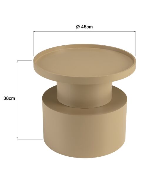 Table d'appoint ronde en bois peint Agathe taupe - 45x45x38cm
